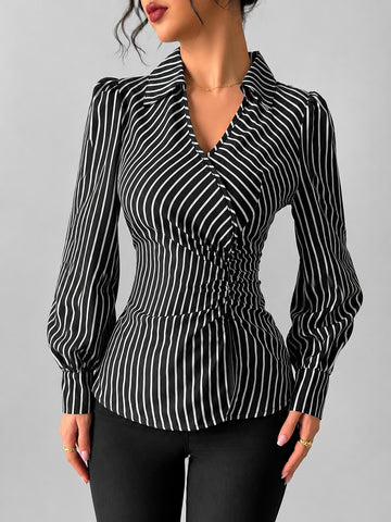 Slim Fit Striped Button Down Shirt