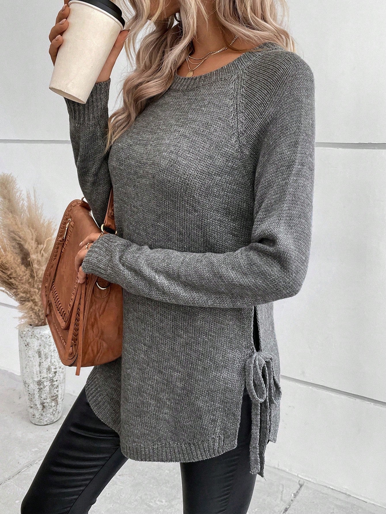 Cozy Side Tie Knit Sweater