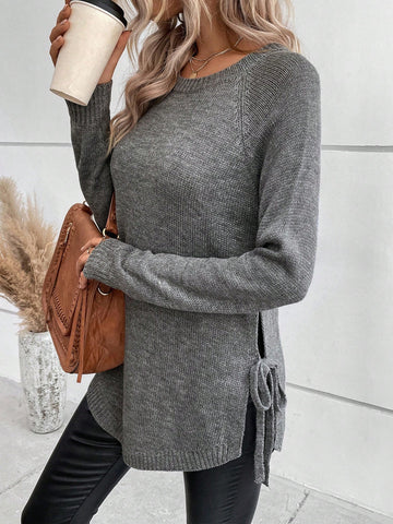Cozy Side Tie Knit Sweater