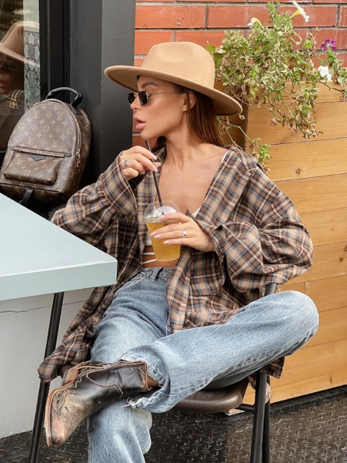 Oversized Plaid Button Down Shirt