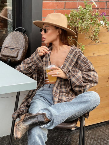 Oversized Plaid Button Down Shirt