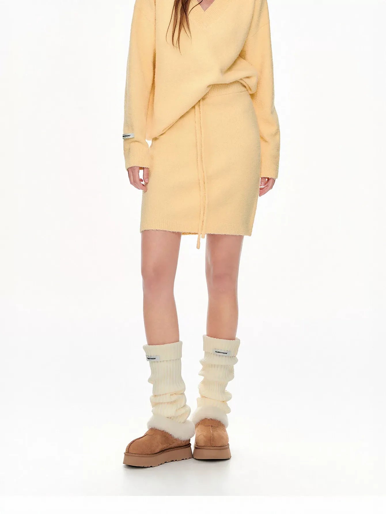 Cozy Drawstring Knit Mini Skirt