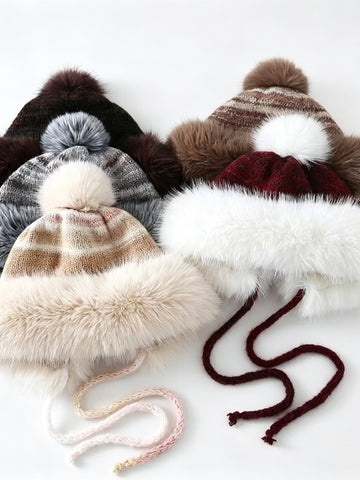 Cozy Faux Fur Trim Winter Hat