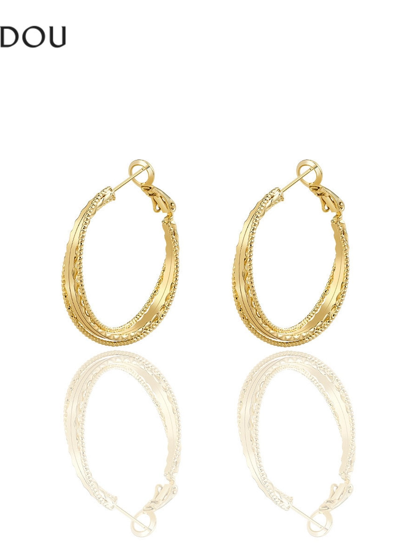 Textured Gold Minimalist Hoop Earrings