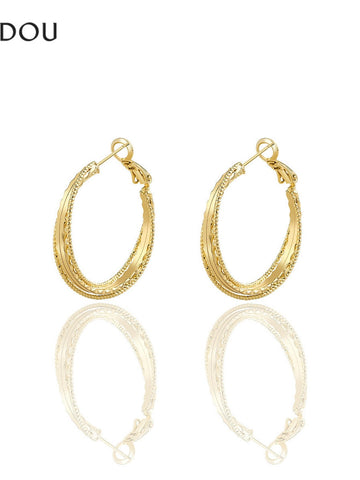 Textured Gold Minimalist Hoop Earrings