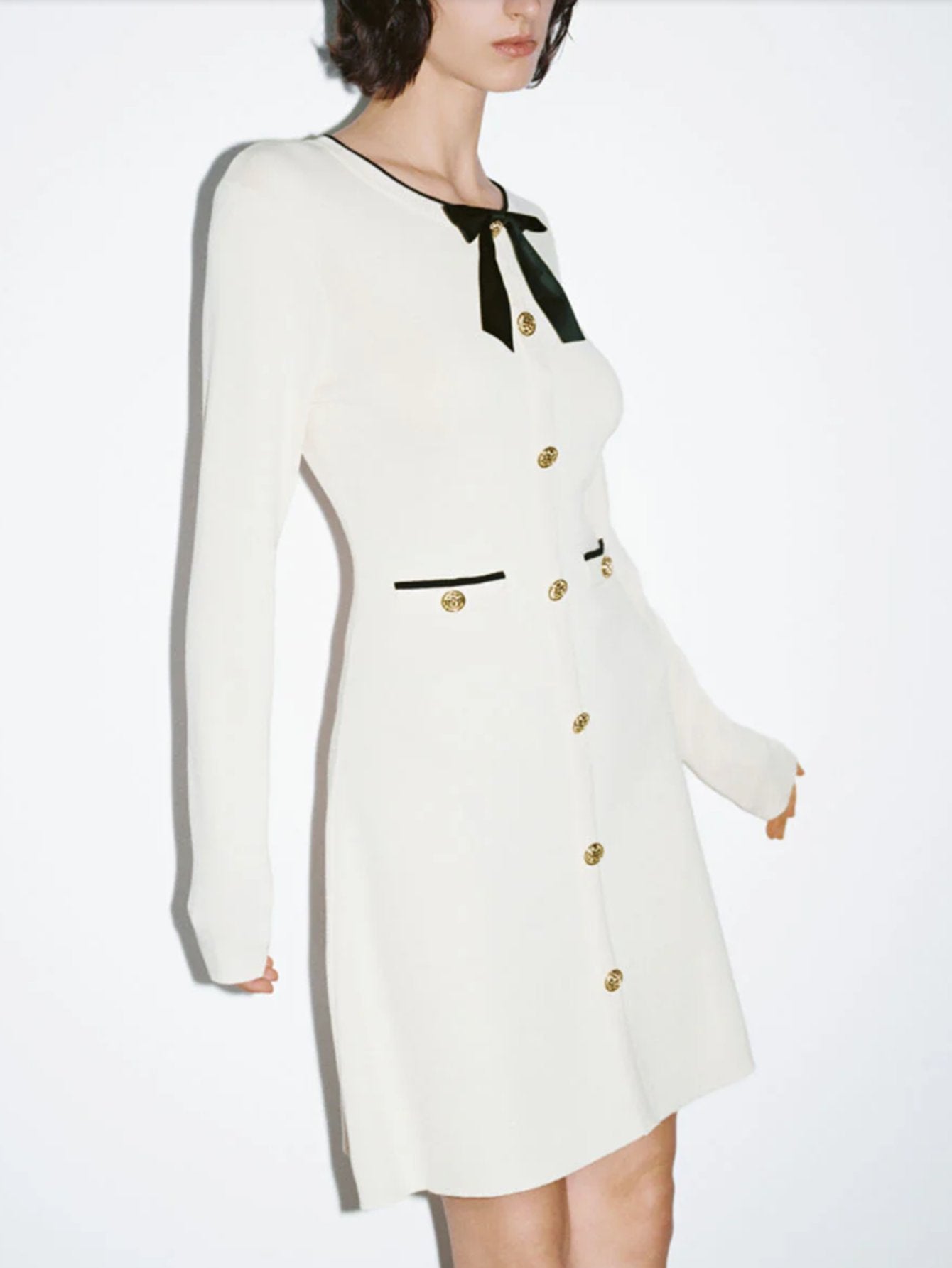 Urban Revivo Knitted Long Sleeve Dresses-Black