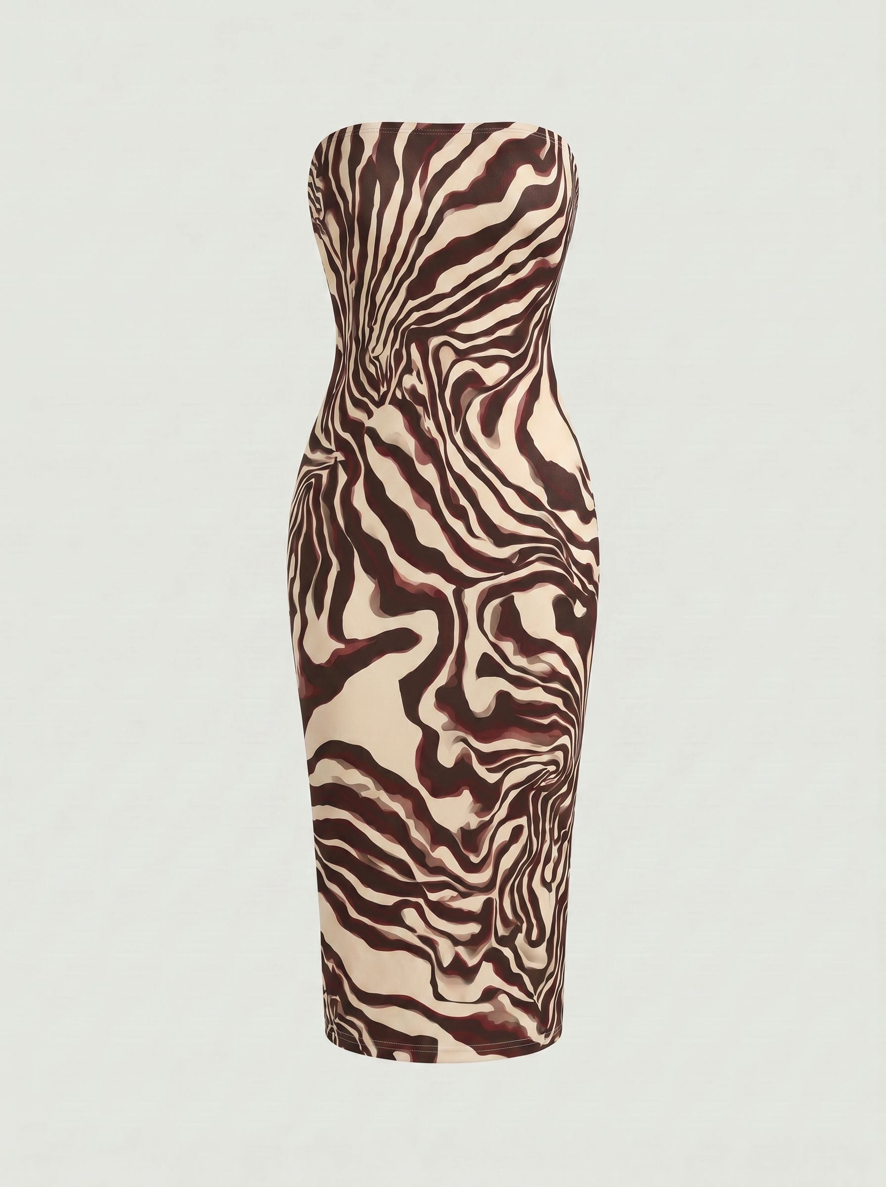 MAIA Floral Print Strapless Sheath Midi Dress