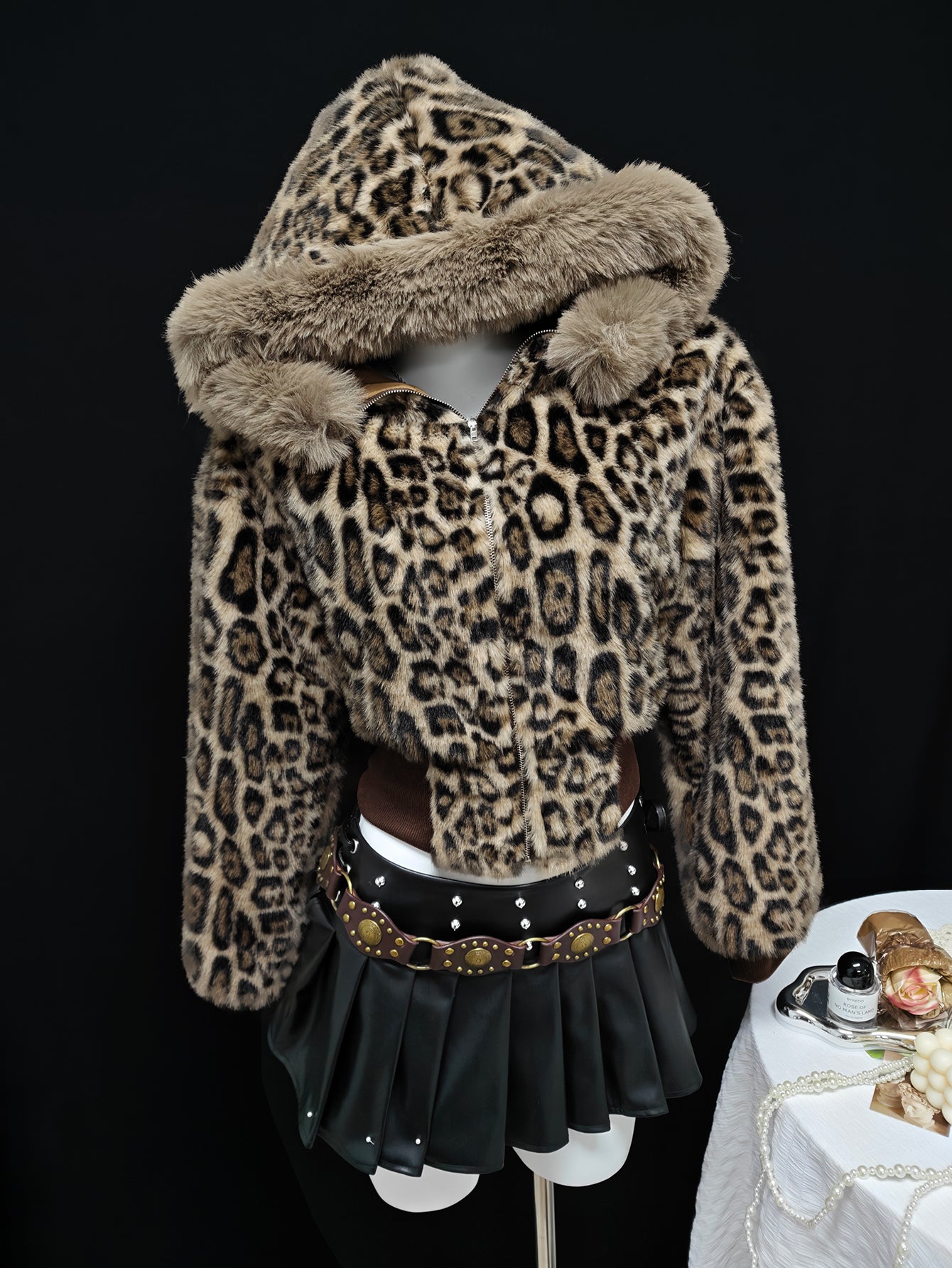 Cropped Leopard Faux Fur Jacket