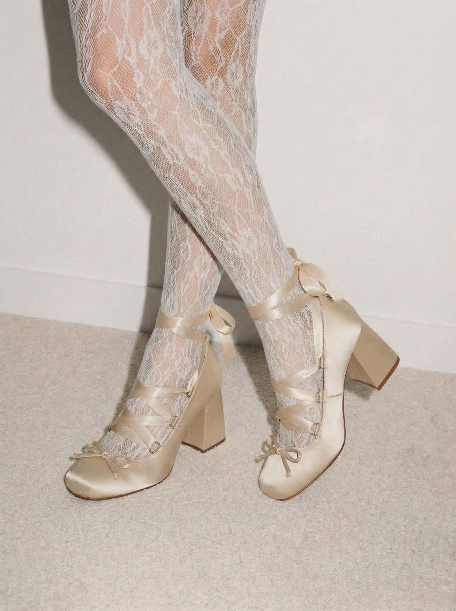 Square-Toe Ribbon-Tie Sweet Mary Janes