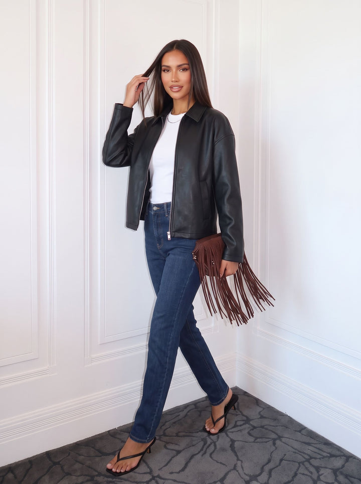 Oversized Minimalist Faux Leather Jacket