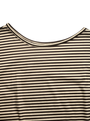 One Shoulder Striped Chic T-shirt-Multicolor