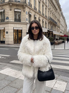 Fluffy White Faux Fur Coat