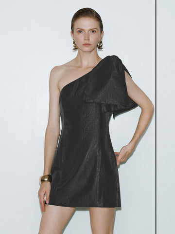 Urban Revivo One Shoulder A-Line Dresses-Black