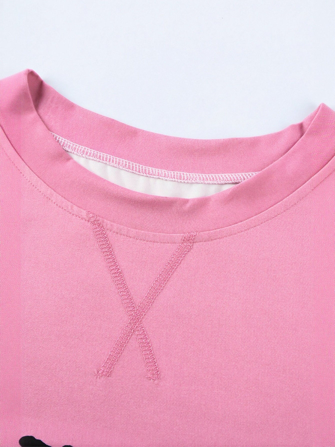 Casual Striped Crewneck Pink T-Shirt