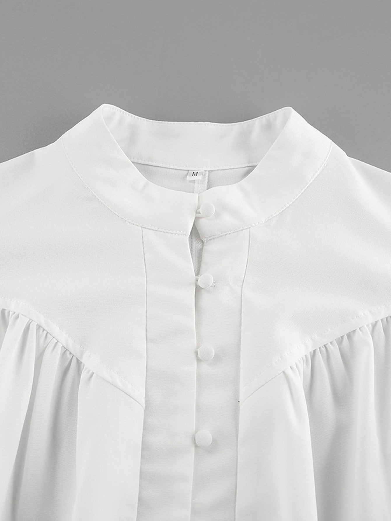 Elegant Balloon Sleeve Button Down Blouse