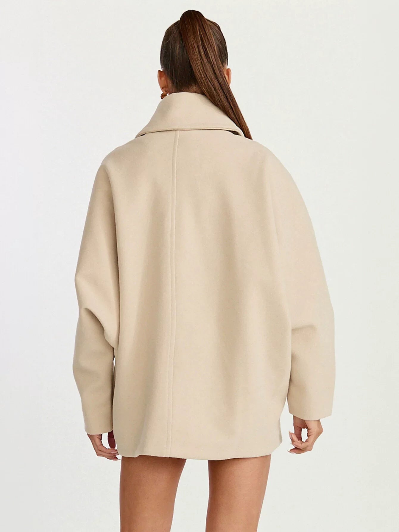 Oversized Button Up Wool Blend Coat