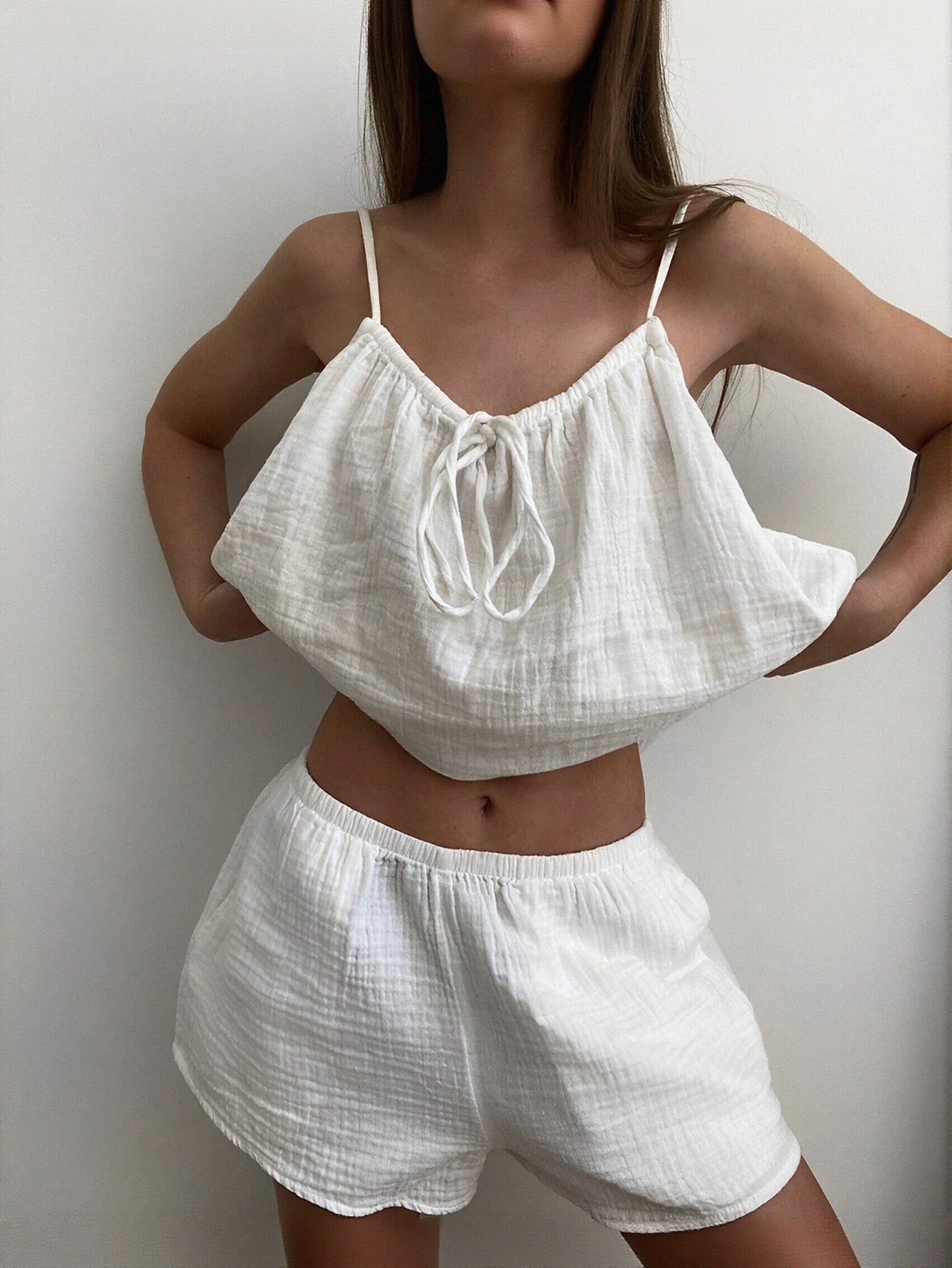 Breathable Cotton Gauze Pajama Shorts Set