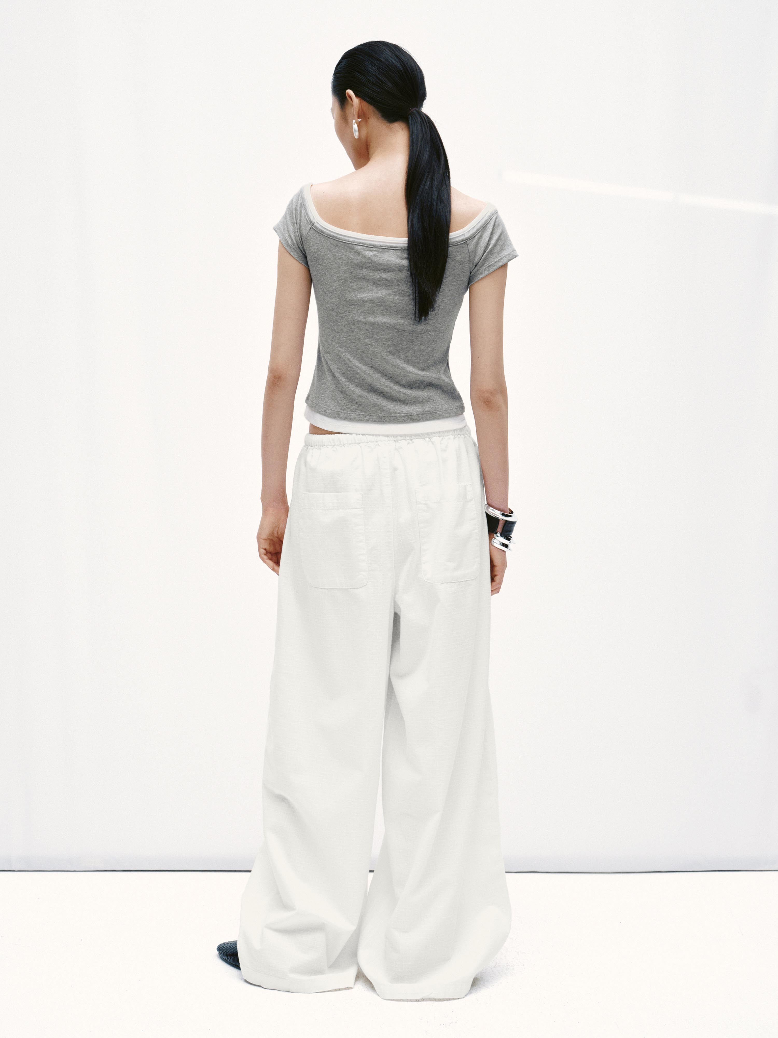 Drawstring Wide Leg Jeans