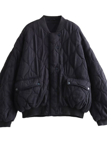 Oversized Quilted Bomber Puffer Jacket