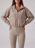 Cropped Fleece Zip Up Jacket