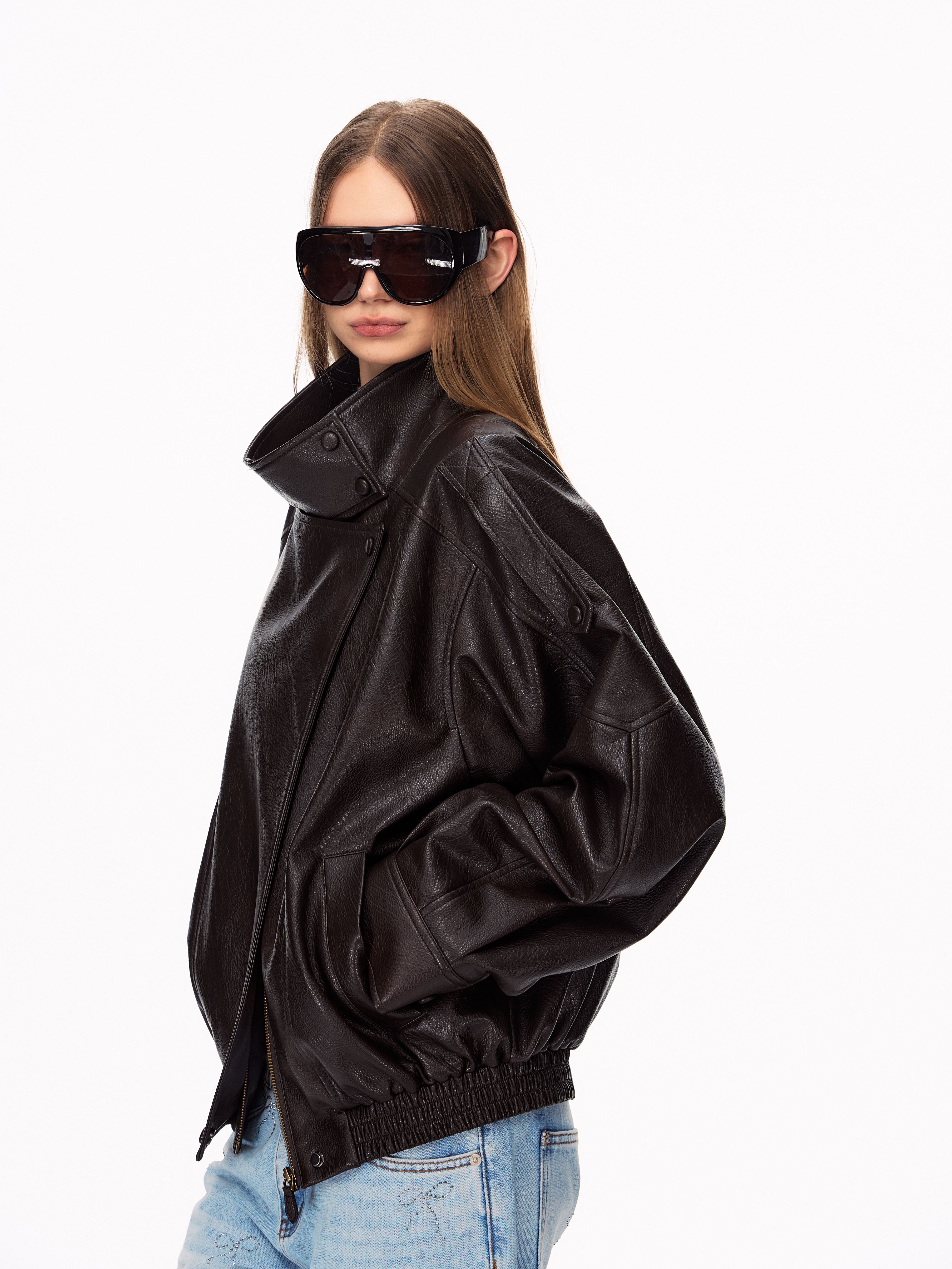 Oversized Vintage Faux Leather Jacket