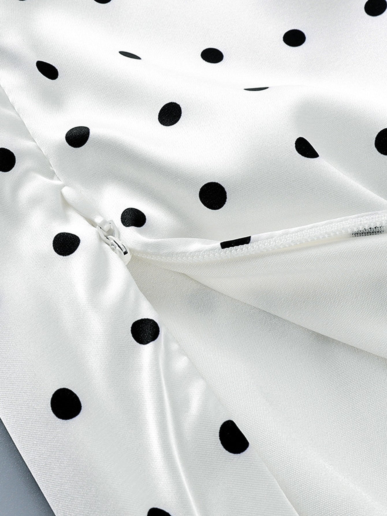 Polka Dot Lace Trim Midi Skirt