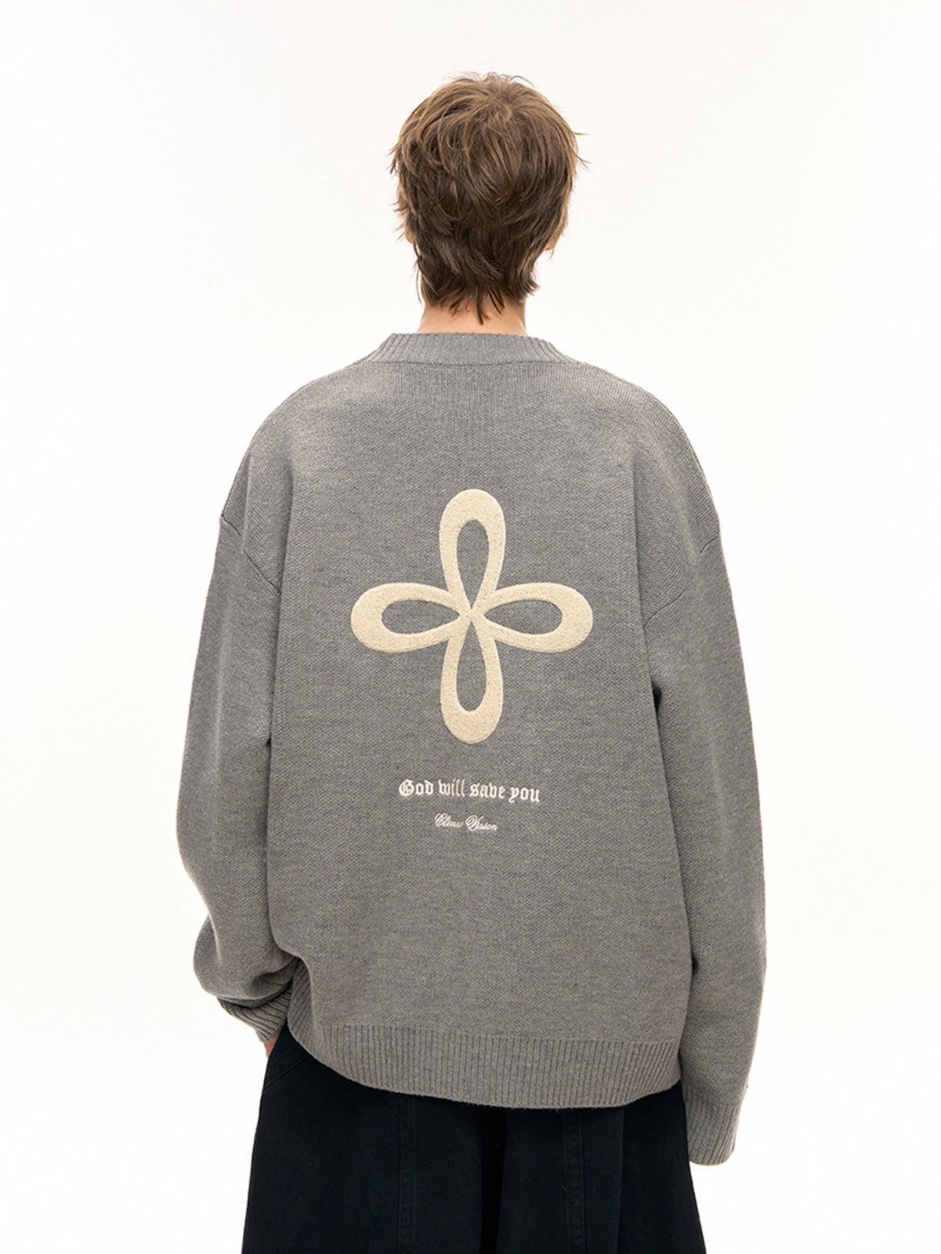 Oversized Graphic Unisex Knit Cardigan