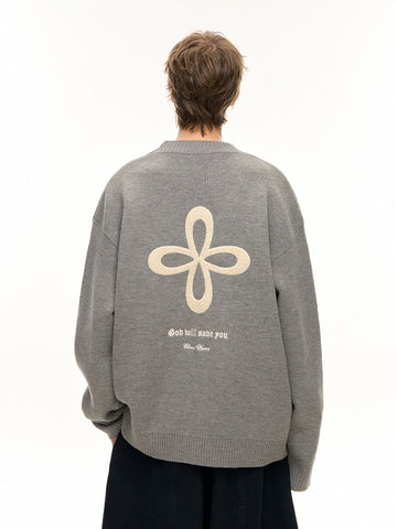 Oversized Graphic Unisex Knit Cardigan