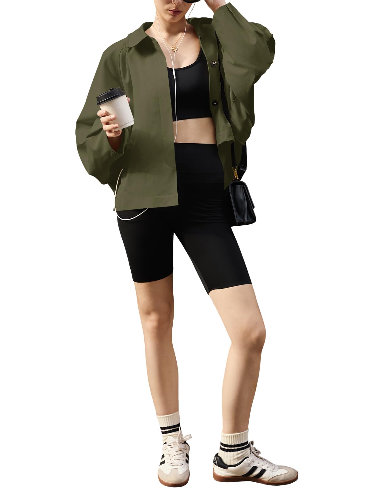 Oversized Batwing Sleeve Faux Leather Jacket