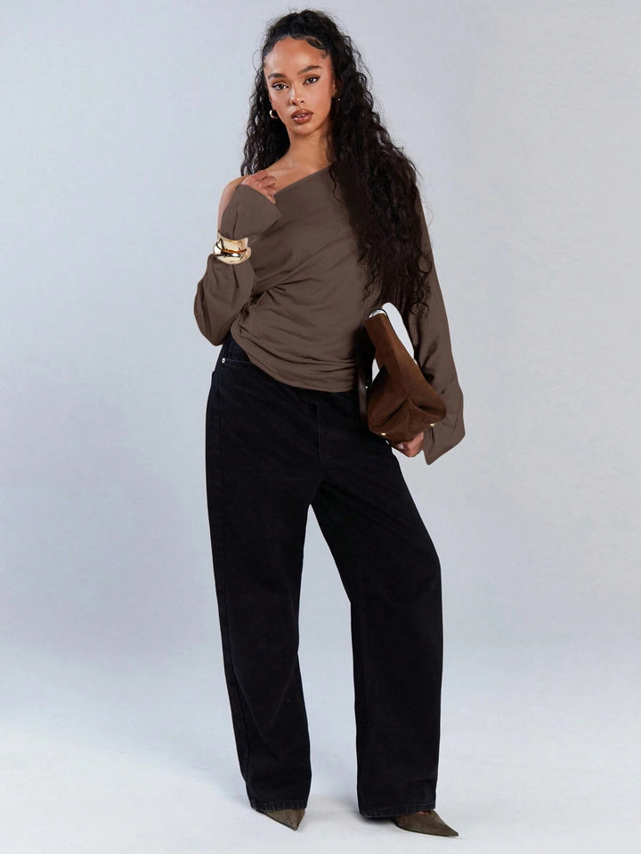 Soft Comfortable Cotton One Shoulder Tee