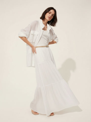 Ramie Pleated Maxi Skirt