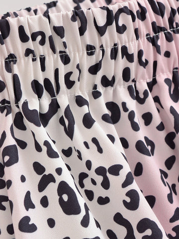 High Waisted Leopard Print Midi Skirt