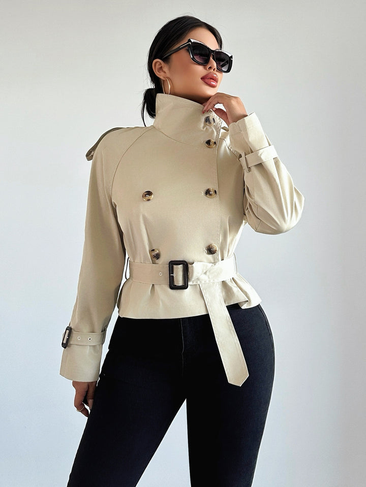 Cropped Double Breasted Trench Coat