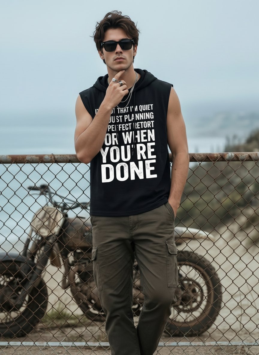Graphic Hooded Sleeveless Gym Tank Top