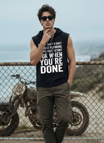 Graphic Hooded Sleeveless Gym Tank Top