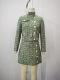 Chic Tweed Button Detail Mini Skirt
