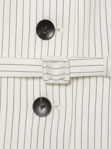 Tailored Belted Pinstripe Blazer Jacket