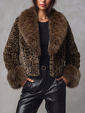 Luxurious Leopard Print Faux Fur Coat