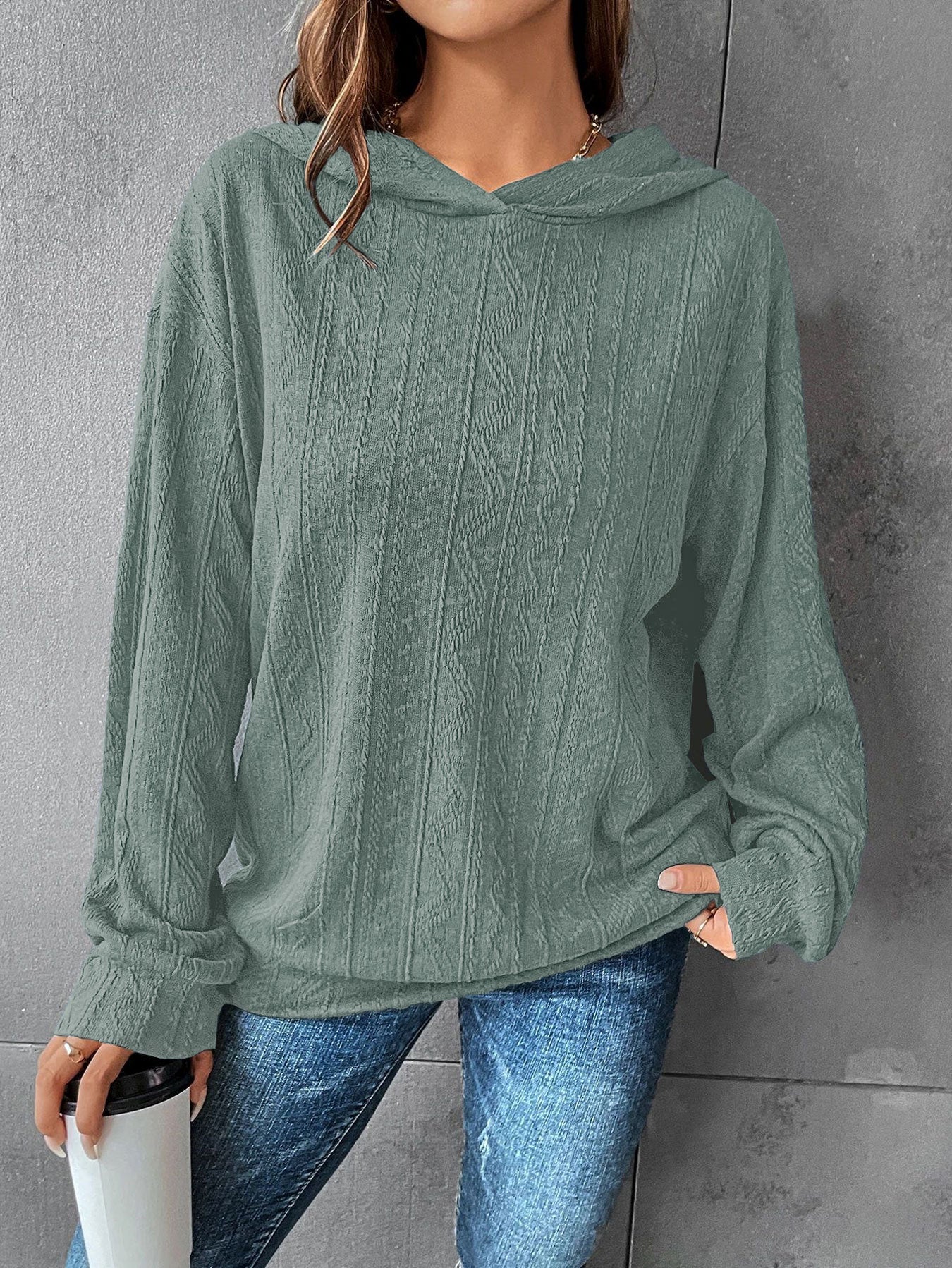 Cozy Textured Pullover Hoodie Sweatshirt