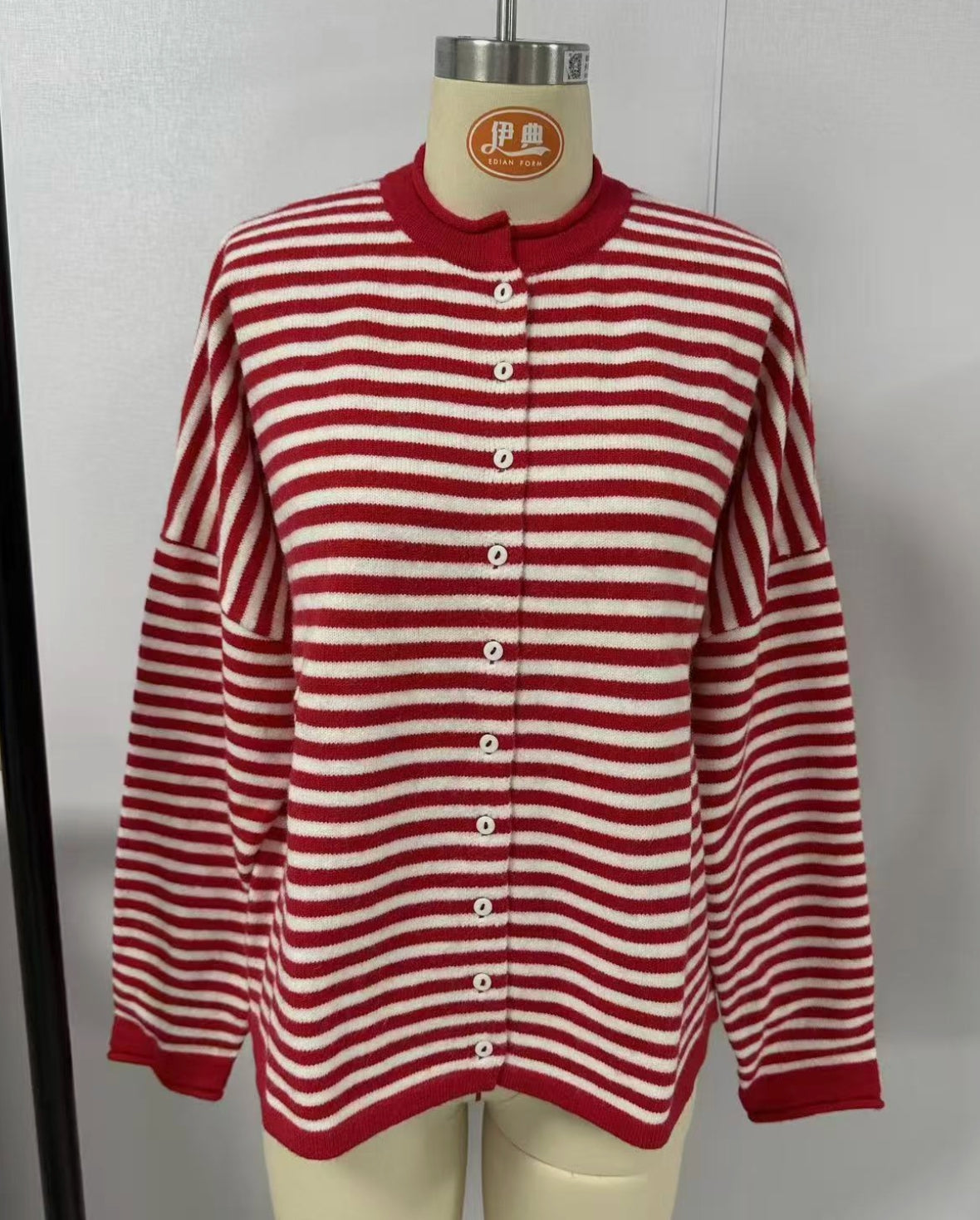 Oversized Striped Button Down Cardigan