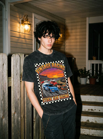 Vintage Washed Racing Graphic T-Shirt