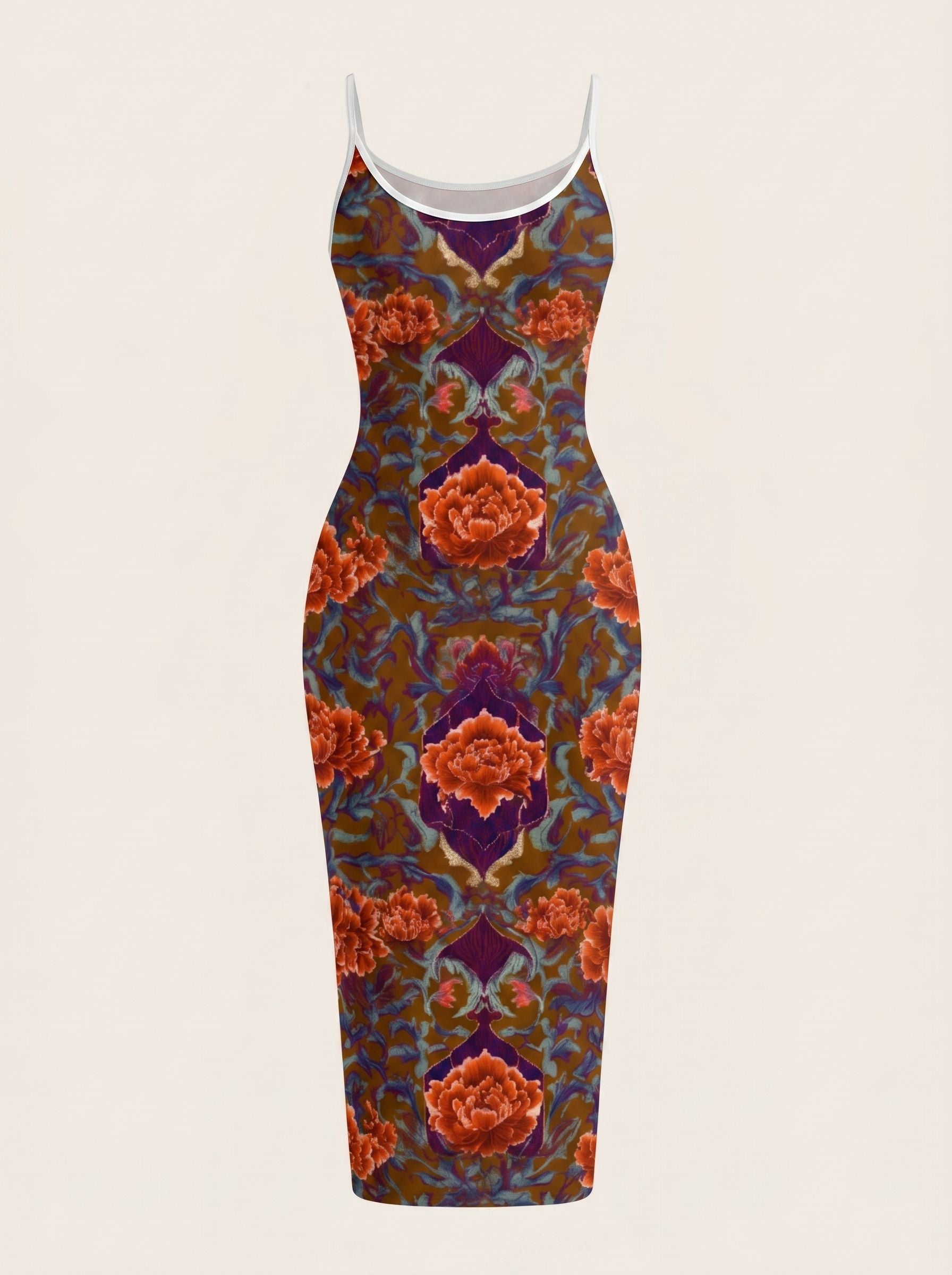 CAPRI Floral Print Sleeveless Bodycon Midi Dress