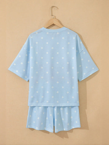 Cozy Polka Dot Lounge Shorts Set