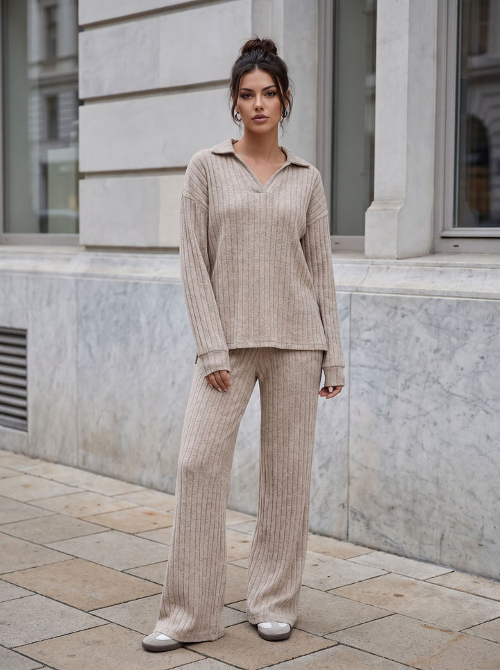 Cozy Ribbed Knit Lounge Pant Set