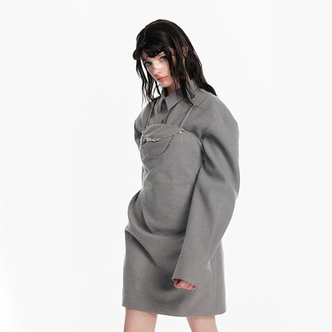 Puff Sleeve Collared Mini Dress