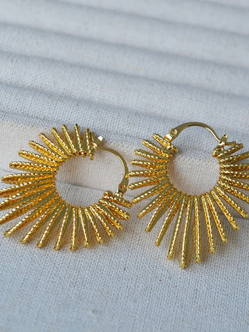 Radiant Textured Gold Hoop Earrings