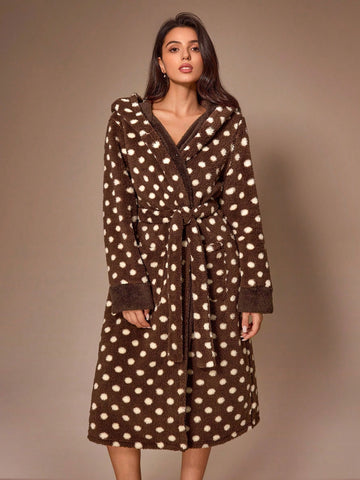 Cozy Plush Polka Dot Bathrobe
