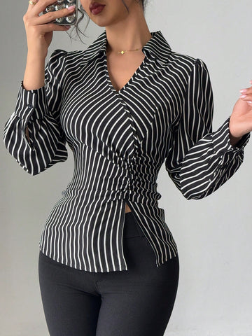 Slim Fit Striped Button Down Shirt