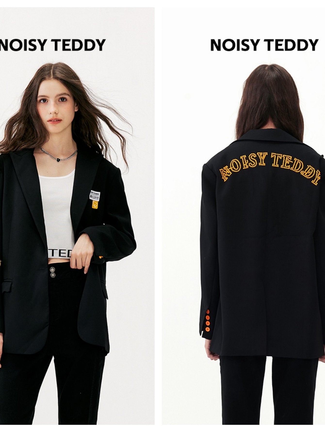 Oversized Graphic Embellished Blazer Jacket
