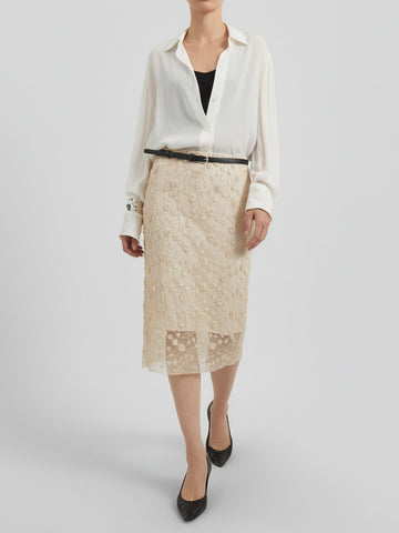 Sequin Detail Lace Skirt